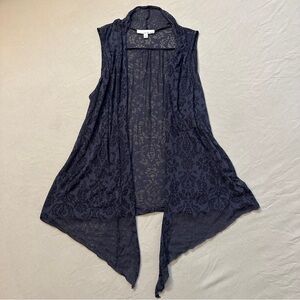 Stylish Gray Sleeveless Vest lace, burnout, layering piece 2010s